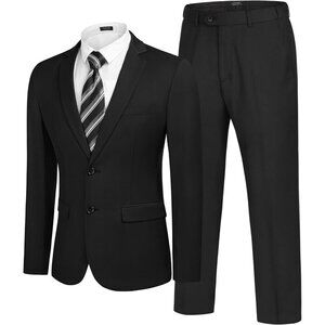 Men's Black One 2 Piece Suits Slim Fit 2 Button Business Wedding Party